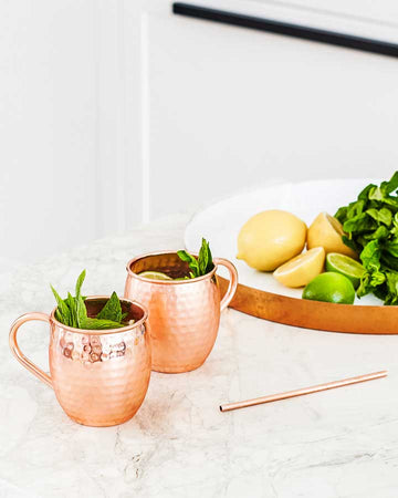 Clinq Hammered Copper Cocktail Mugs (Pair)