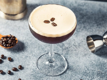 Classic Espresso Martini Mocktail garnished with coffee beans