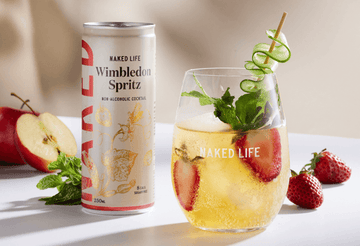 Spicy Margarita Mocktail and a can of wimbledon spritz Sans Drinks