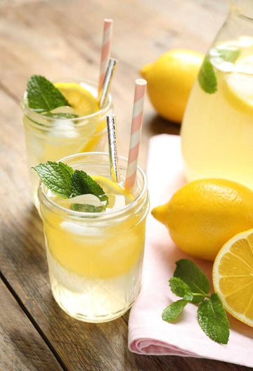 Peppermint Spritz Mocktail garnished with mint leaves and lemon wheels