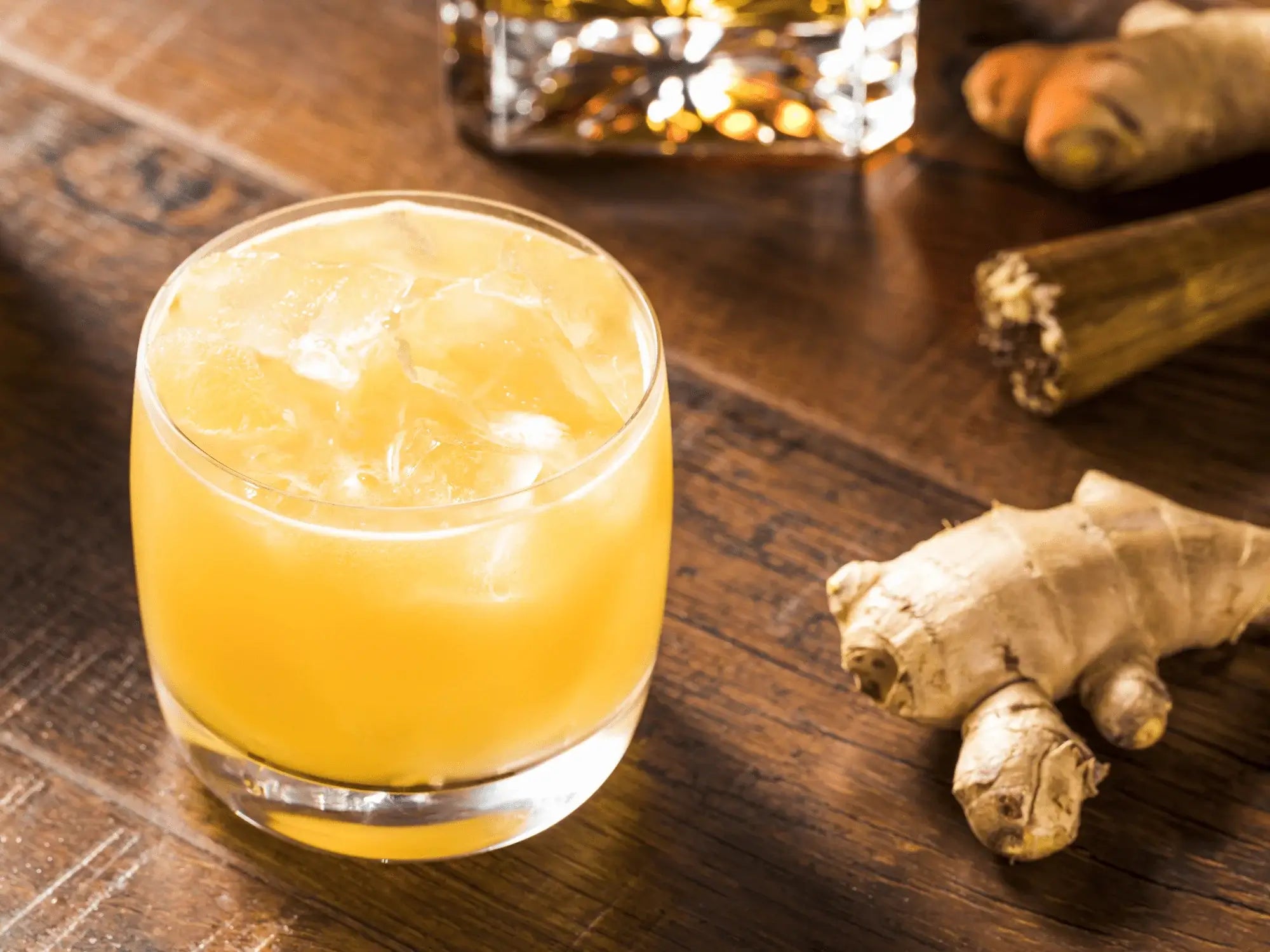 Penicillin Mocktail with ginger and cinnamon on the bench