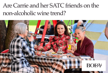 Carrie, Miranda and Charlotte from the TV series Sex and the city drinking non-alcoholic wine