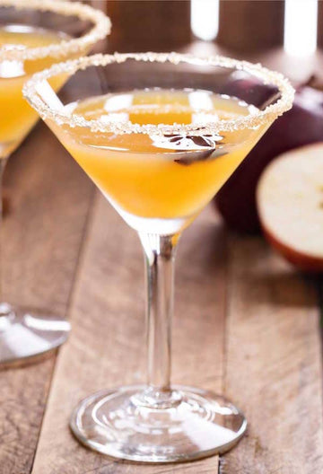 Non-alcoholic Apple Martini in a glass rimmed with sugar