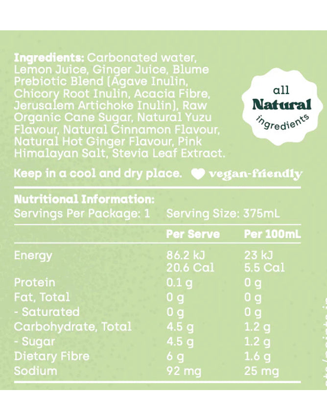 Buy Blume Lemon Yuzu Ginger Prebiotic Tonic - Sans Drinks