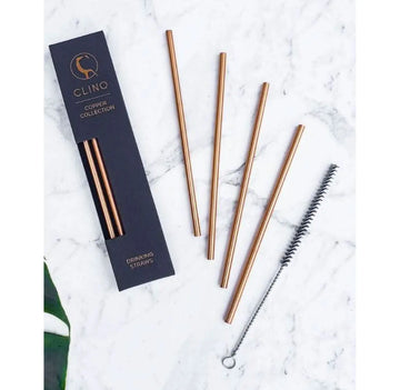 Buy Clinq Copper Straw & Brush Set of 4 - Sans Drinks Sans Drinks