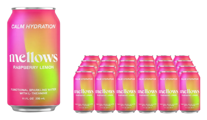 Buy Mellows Raspberry & Lemon Functional Sparkling Water 330ml - Sans Drinks