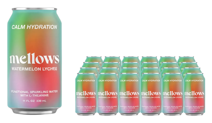 Buy Mellows Watermelon & Lychee Functional Sparkling Water 330ml - Sans Drinks