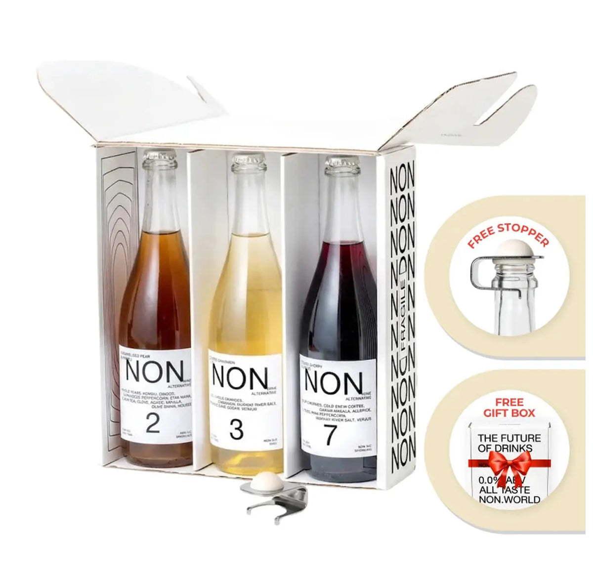 Buy NON Wine Alternatives Bundle + FREE Stopper & Gift Box Included - Sans Drinks