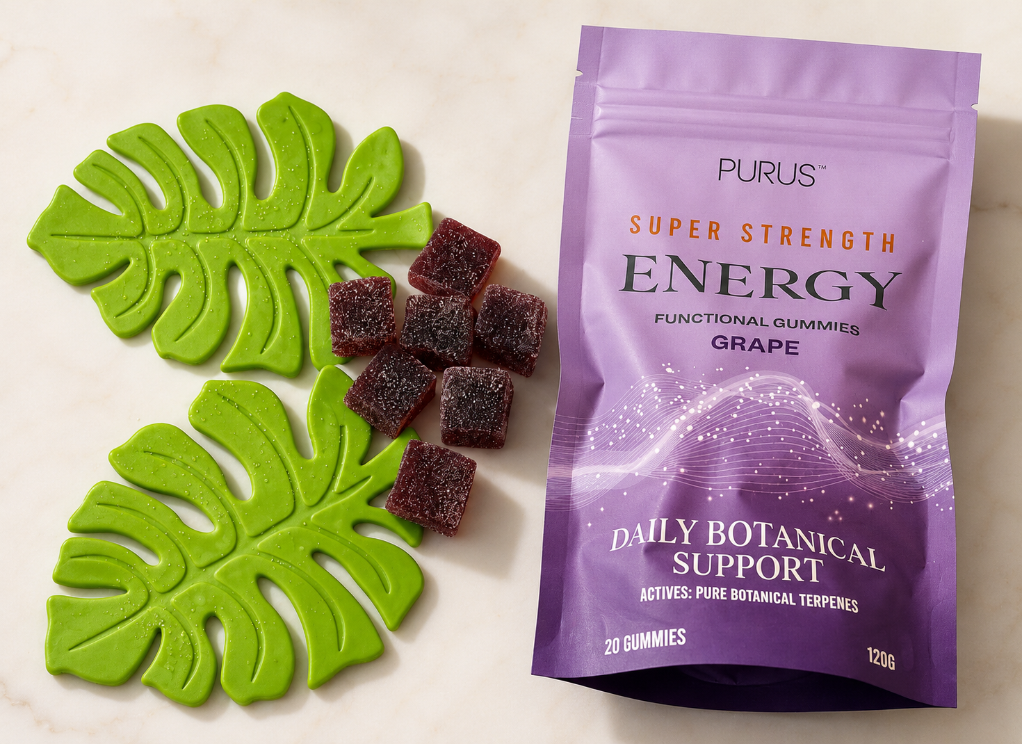 Buy Purus Gummies Energy Grape 120g - Sans Drinks