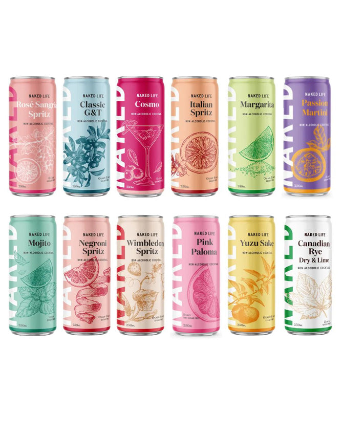 Naked Life Non-Alcoholic Cocktail Sampler Dozen - 12 X 250ml Cans Sans Drinks