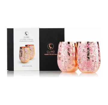 Buy Clinq Floral Copper Wine Glasses (Pair of 2) - Sans Drinks Sans Drinks