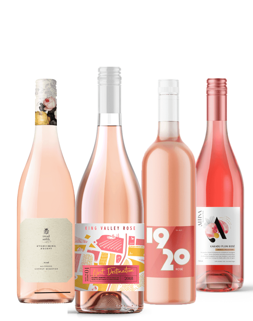 Summer Rose  Wine Mixed Bundle - 4 Pack - Non-Alcoholic Wine -  Sans Drinks  