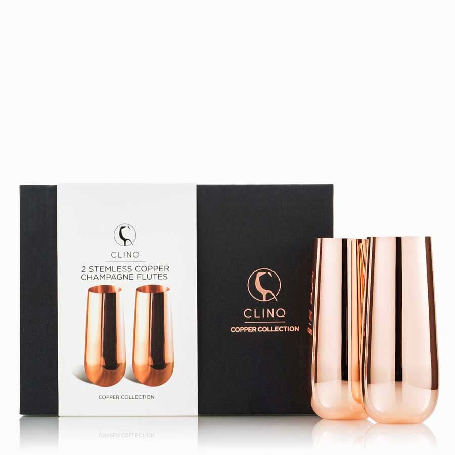 Buy Clinq Stemless Copper Champagne Flutes (2 Set) - Sans Drinks