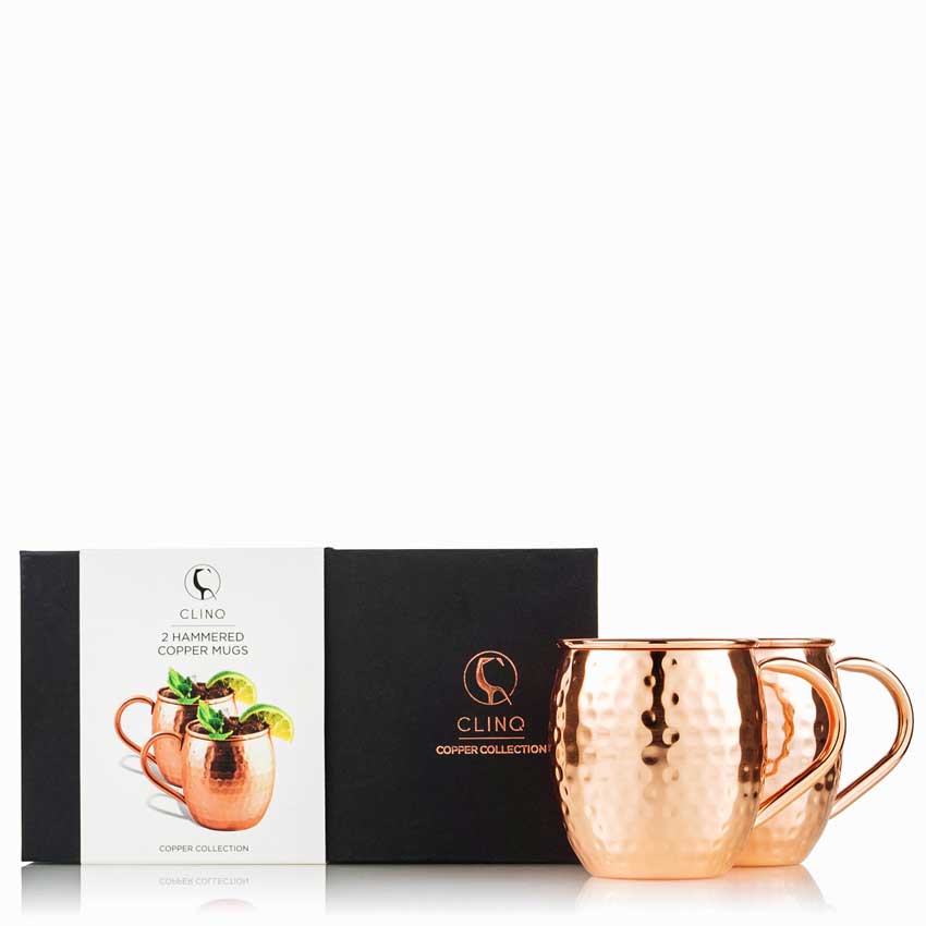 Clinq Hammered Copper Cocktail Mugs (Pair) - Copper Cocktail Mugs -  Sans Drinks  